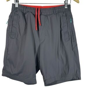 BIRDOGS Grey Lined Elastic Drawstring Waist Shorts with Pockets Medium